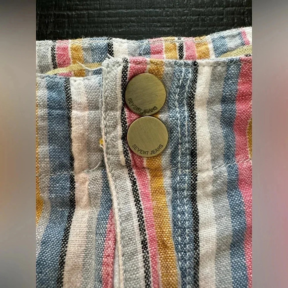 Seven7 Wide Leg Linen Rainbow Striped Linen Pants Size 10 - Picture 2 of 6